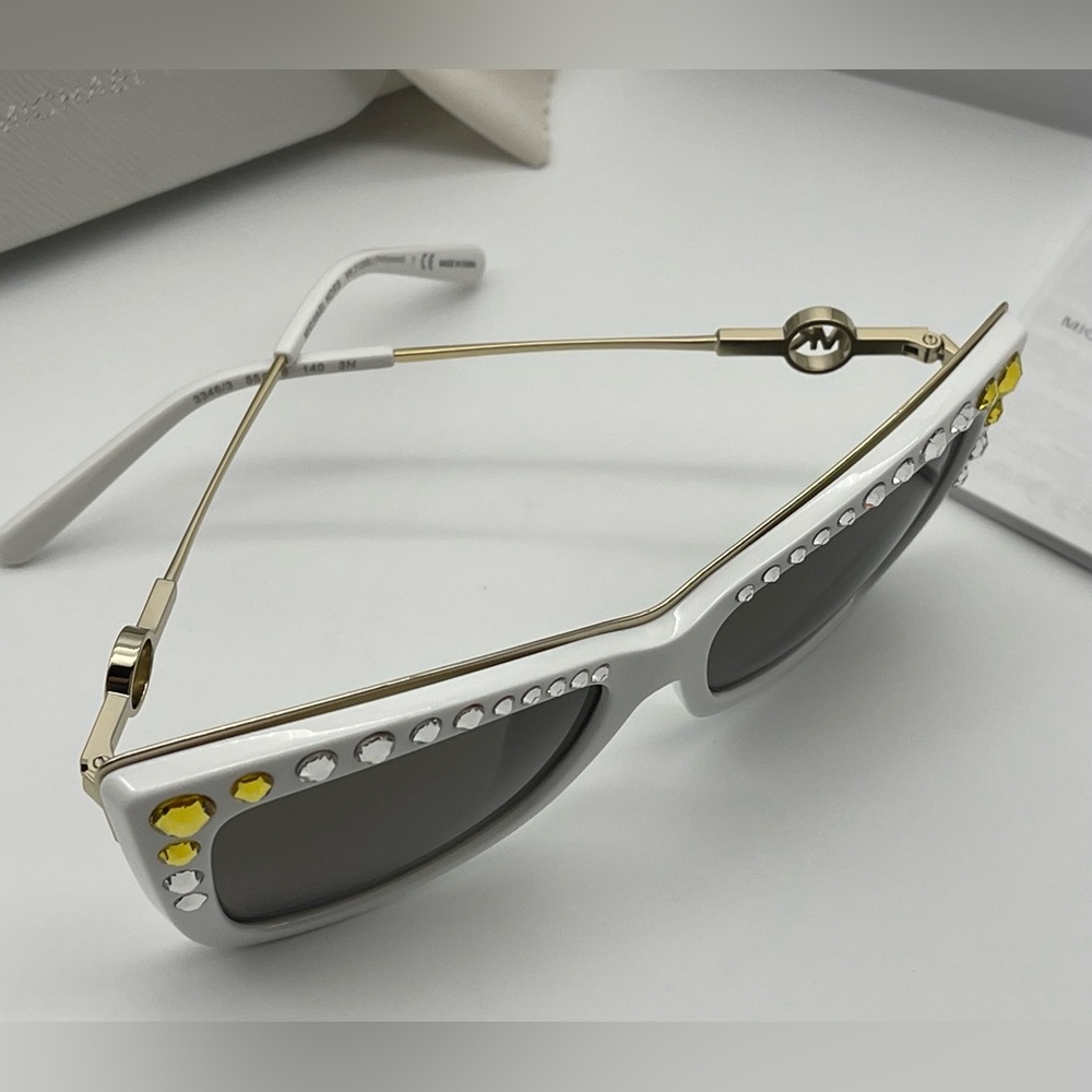 Michael Kors White Gold Crystal Cat Eye Sunglasses - Picture 3 of 16